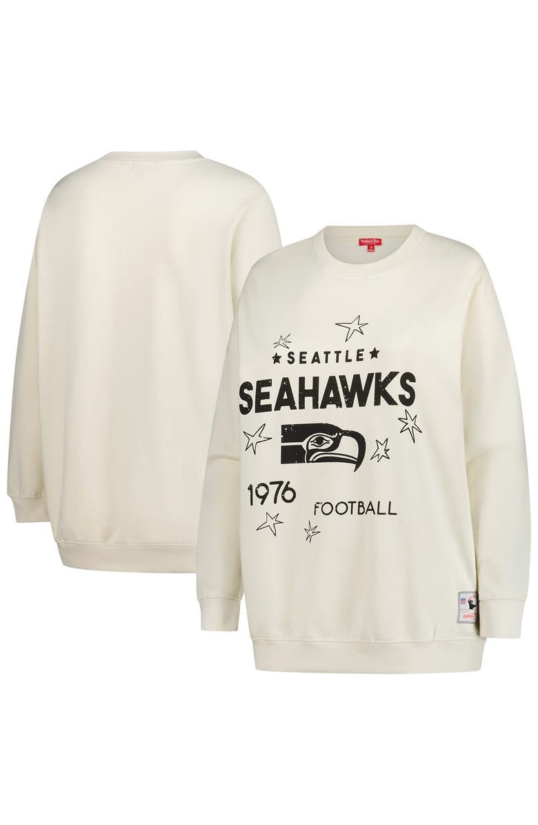 Mitchell & Ness Women's Mitchell & Ness Cream Seattle Seahawks Plus Size Shooting Star Sweatshirt, Main, color, Cream