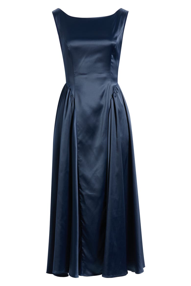Blanche Heavy Satin Maxi Dress, Alternate, color, NAVY NAVY