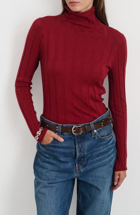 Payton Cotton & Cashmere Mock Neck Knit Top