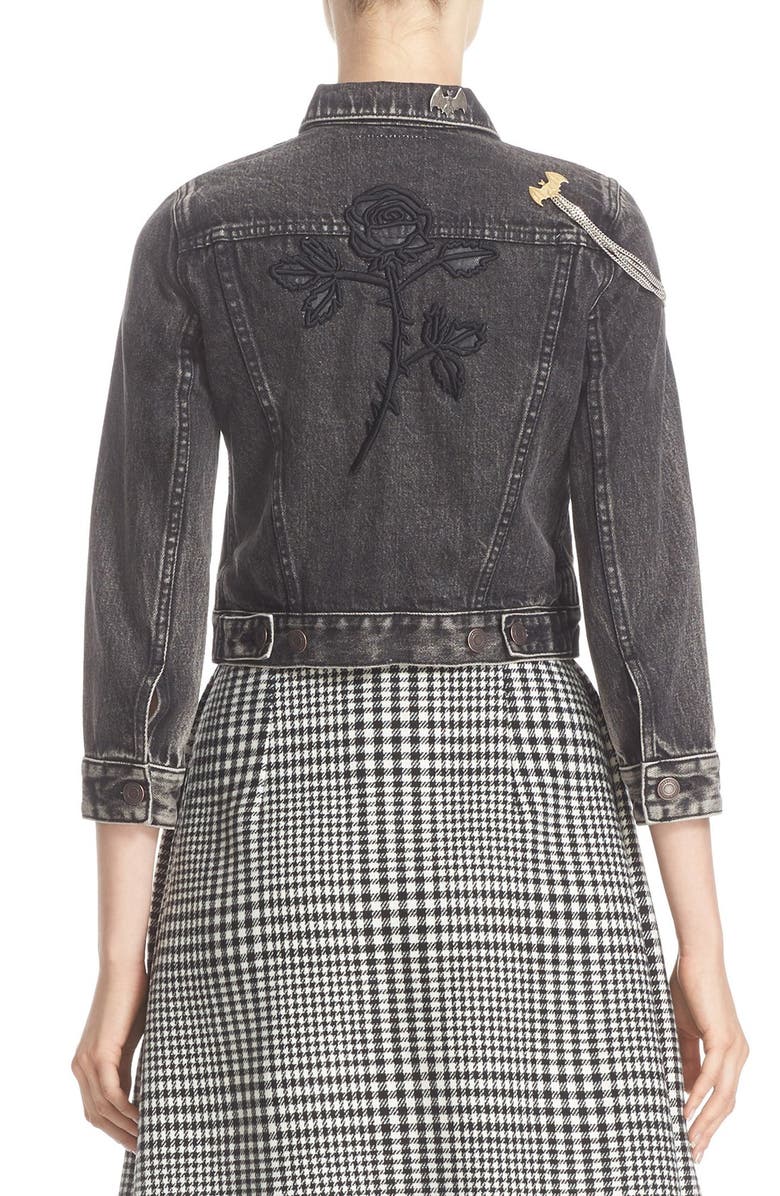 Marc Jacobs Embellished Shrunken Denim Jacket, Alternate, color, 