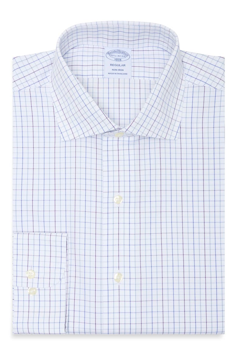 Regular Fit Non-Iron Check Dress Shirt, Main, color, FINEWP