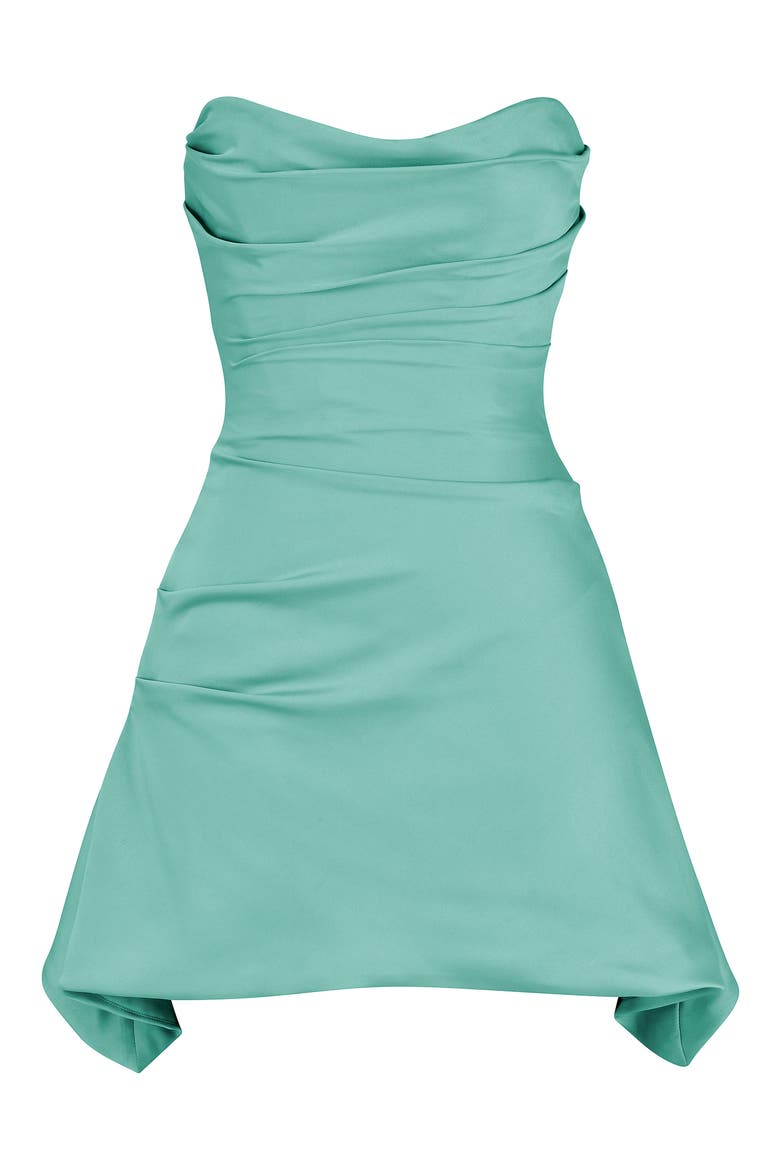 Jasmine Strapless Satin Corset Dress, Alternate, color, JADE