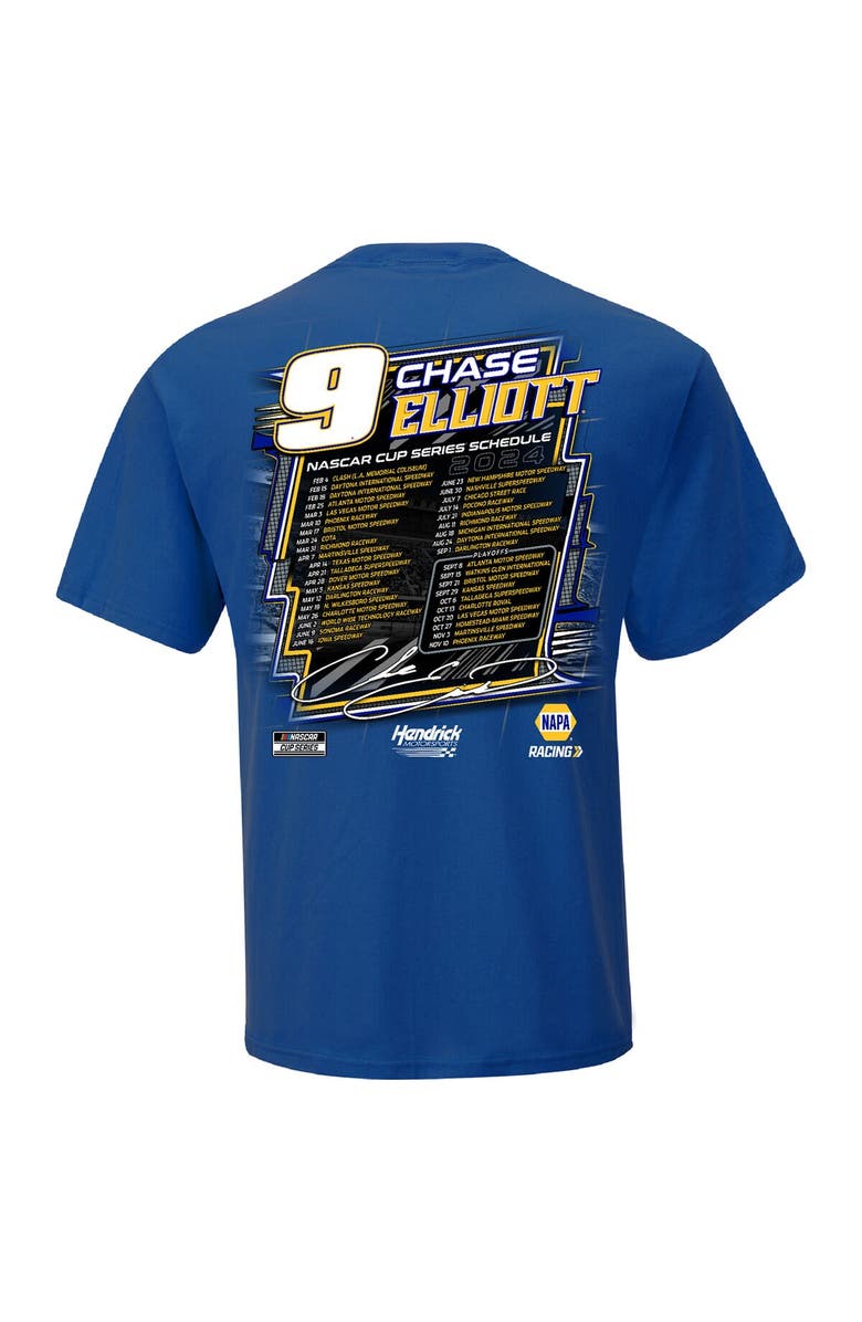 HENDRICK MOTORSPORTS TEAM COLLECTION Men's Hendrick Motorsports Team Collection Royal Chase Elliott 2024 NASCAR Cup Series Schedule T-Shirt, Alternate, color,