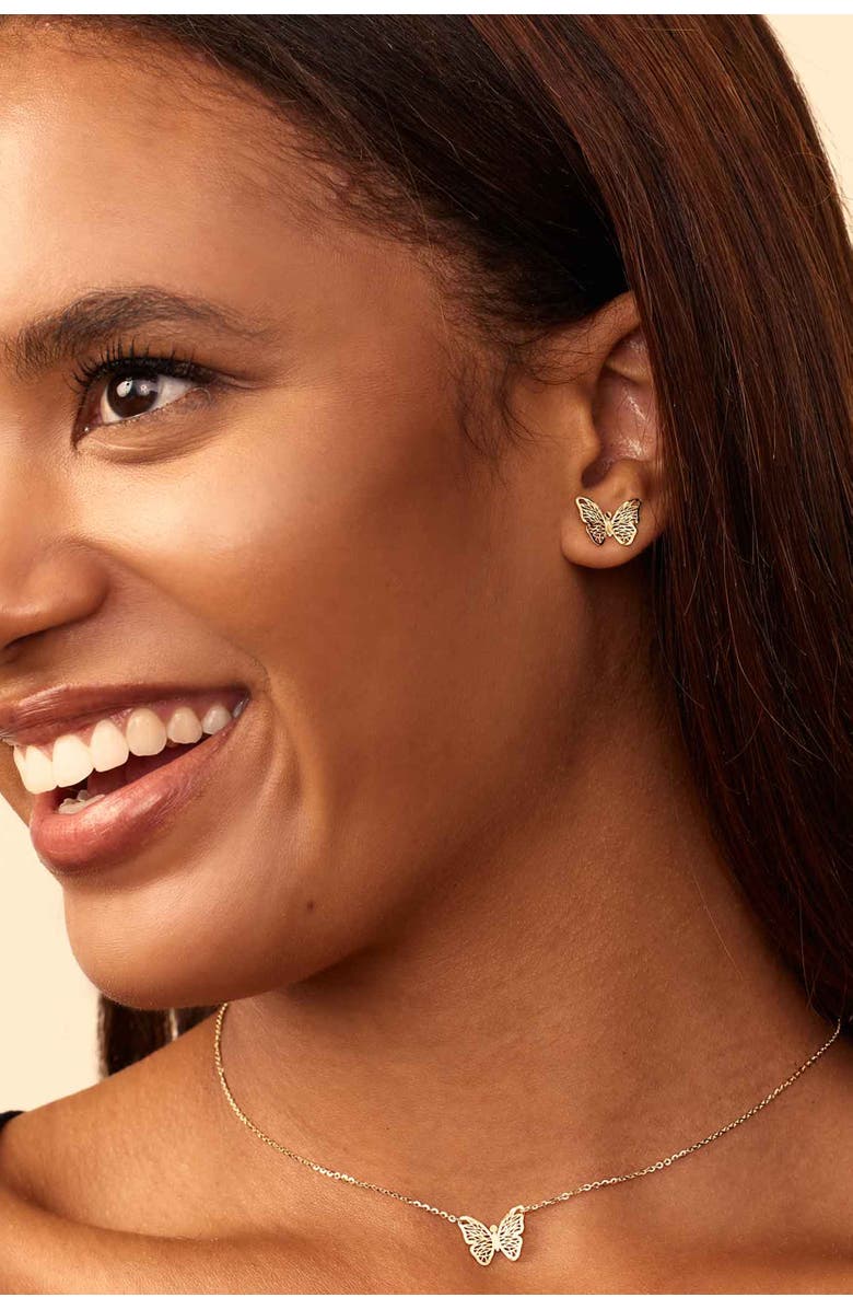 Oradina 14K Yellow Gold Social Butterfly Pendant Necklace, Alternate, color, Yellow Gold