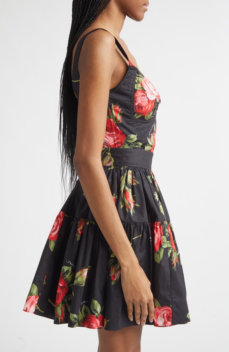 Dolce&Gabbana Rose Bouquet Bustier Top, Alternate, color, Bouquet Rose F.nero