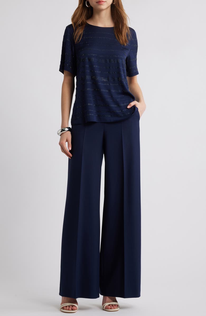 KOBI HALPERIN Rhinestone Stretch Silk Top, Alternate, color, Midnight