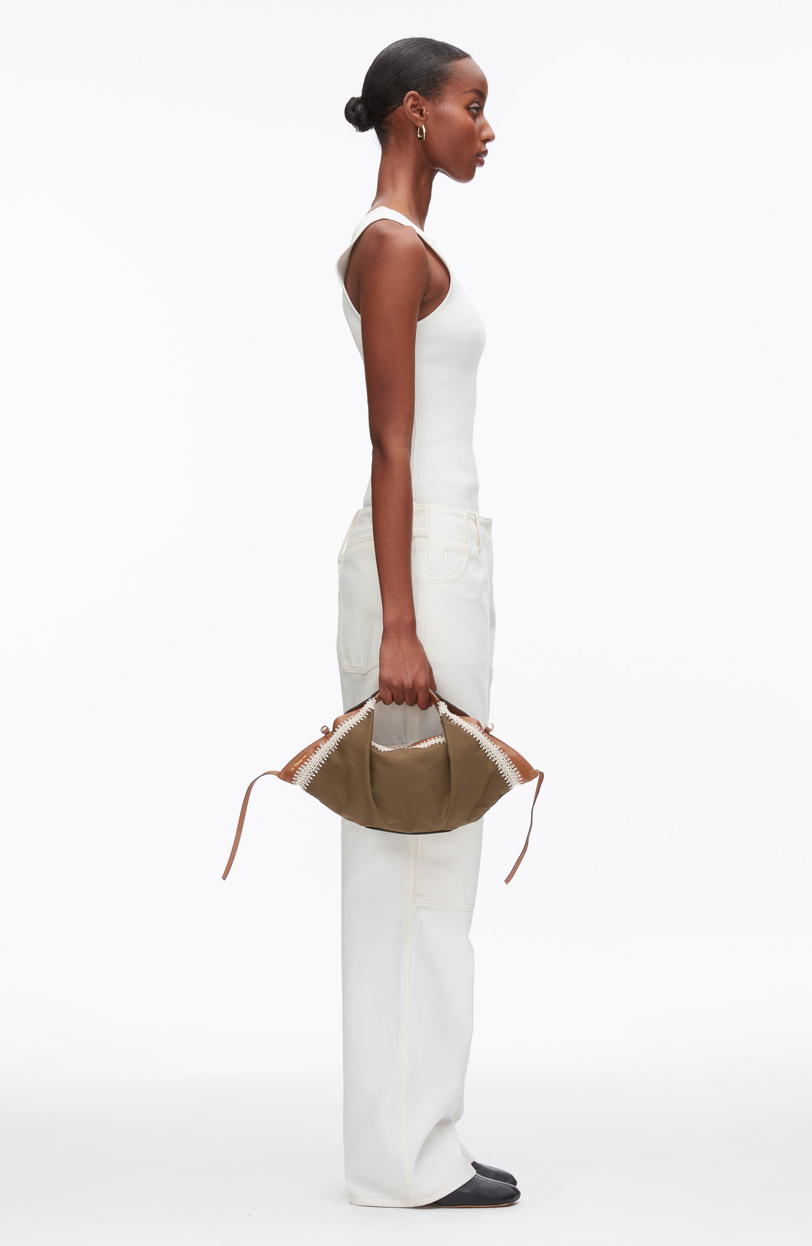 3.1 Phillip Lim Luna Contrast Stitch Nylon Mini Bag, Alternate, color, Mushroom