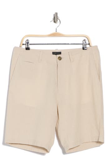 14th & Union Linen Blend Trim Fit Shorts In Grey Moonbeam