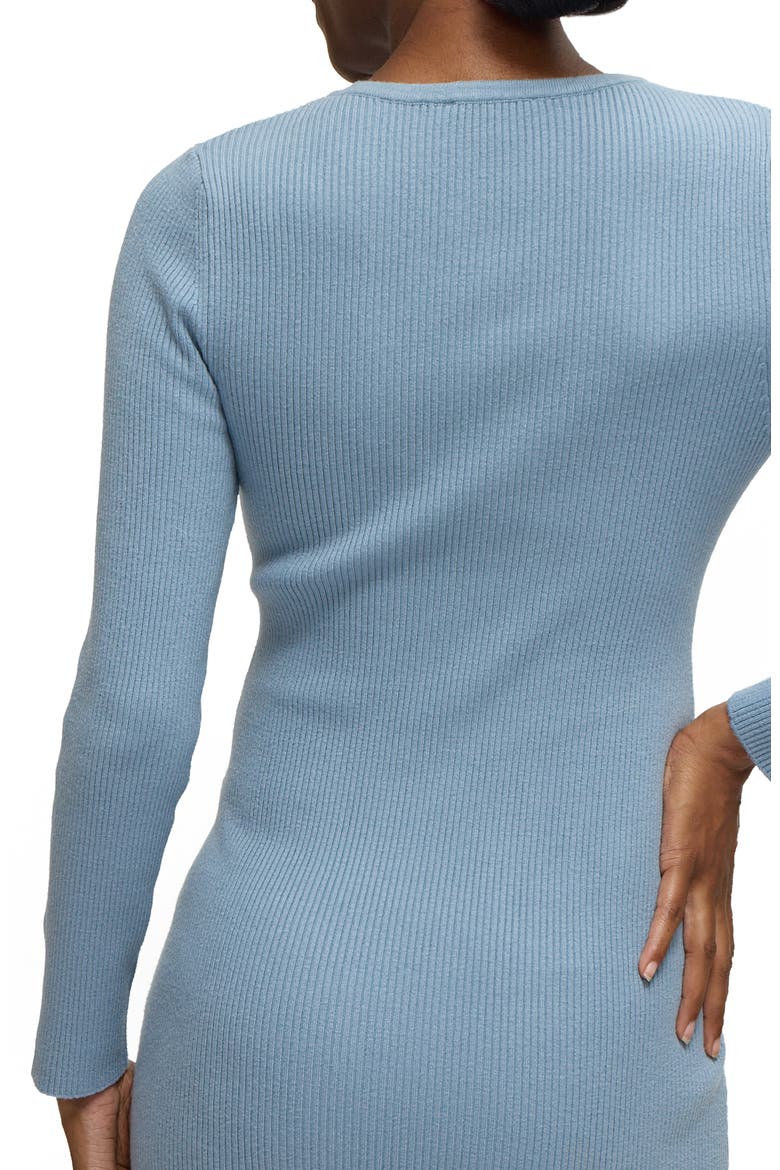The Long Sleeve Ribbed Sweater Midi Maternity Dress, Alternate, color, Blue Gray