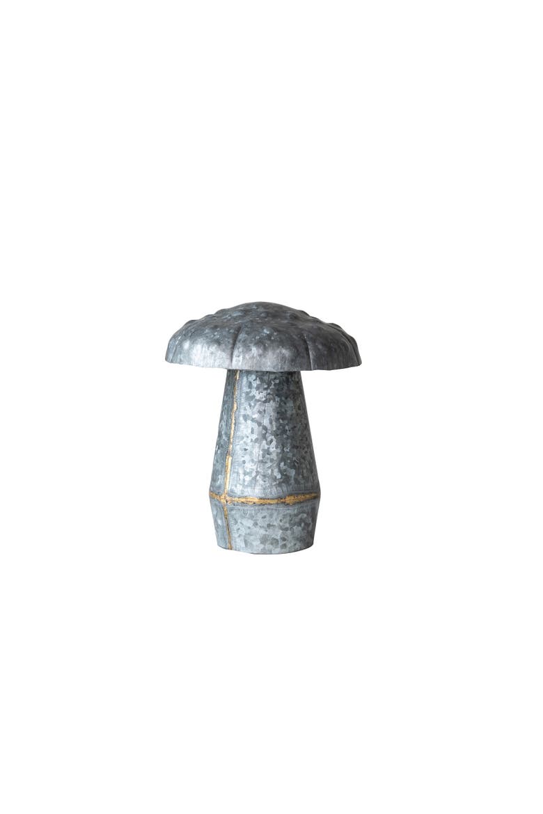 Galvanized Metal Indoor/Outdoor Mushroom Décor, Grey, Main, color, Grey