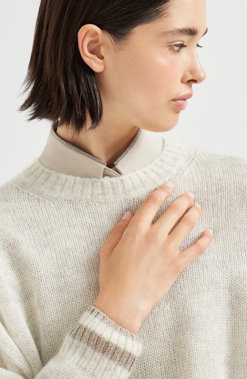 Brunello Cucinelli Sweater With Sparkling Cuffs In Neutral