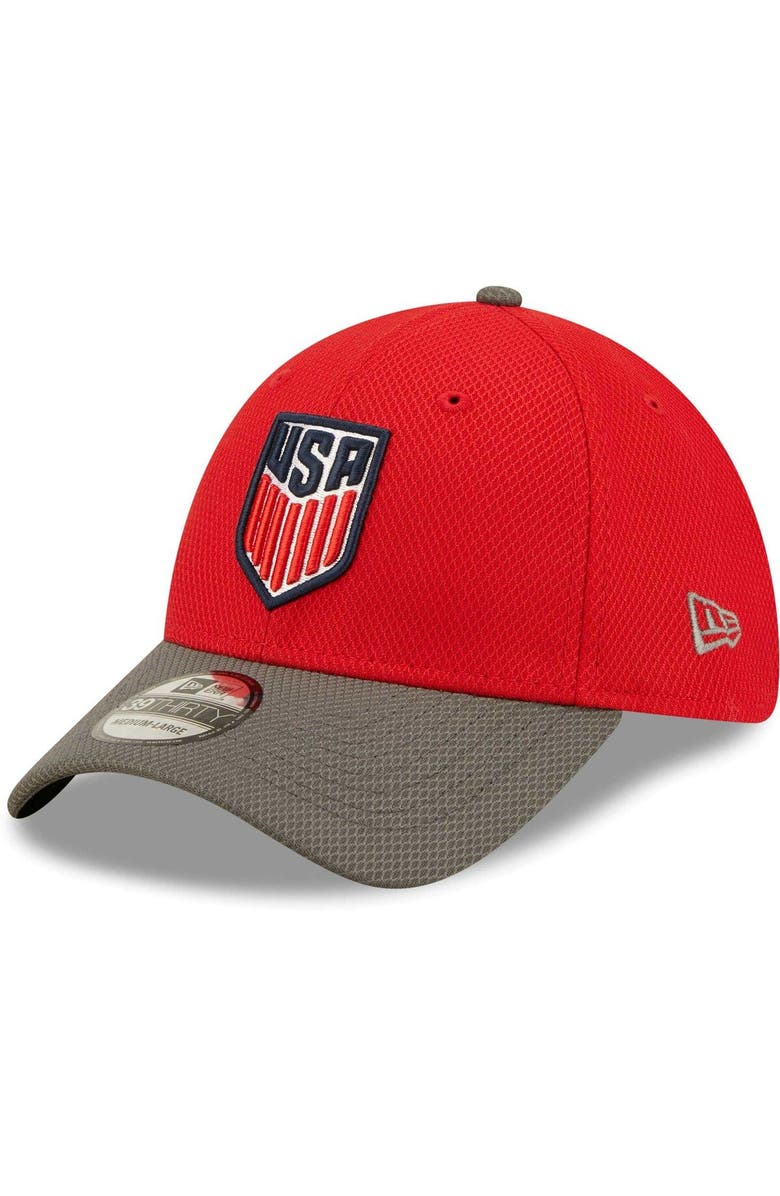 New Era Men's New Era Red USMNT Team Basic Diamond Tech 39THIRTY Flex Hat, Main, color, 
