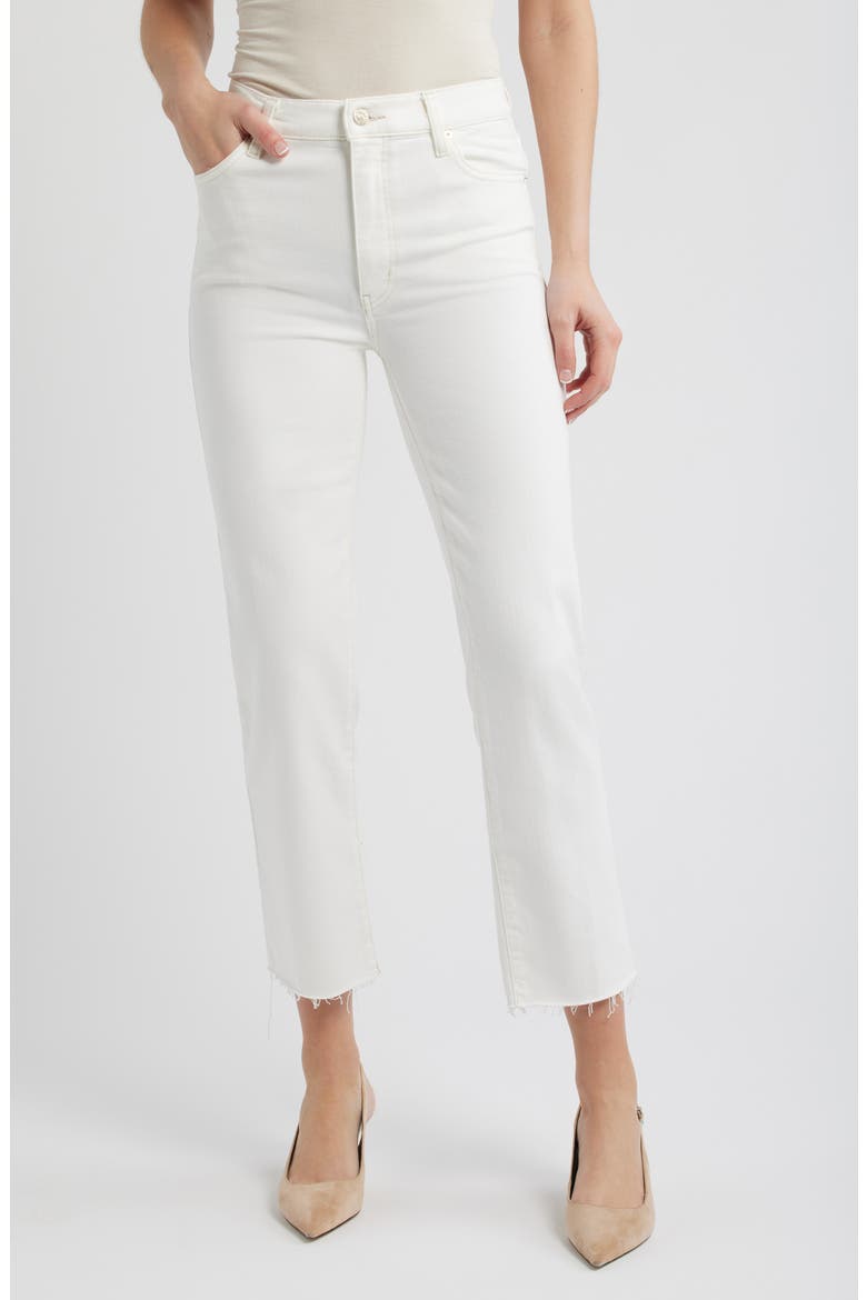 Le Sleek Raw Hem High Waist Straight Leg Jeans, Main, color, AU NATURAL CLEAN RAW AFTER
