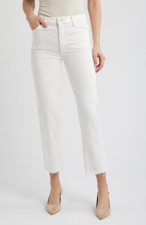 Le Sleek Raw Hem High Waist Straight Leg Jeans