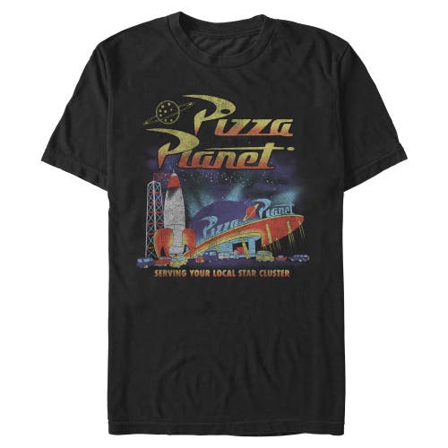 Toy Story Distressed Pizza Planet Star Cluster  Graphic T-shirt In Black