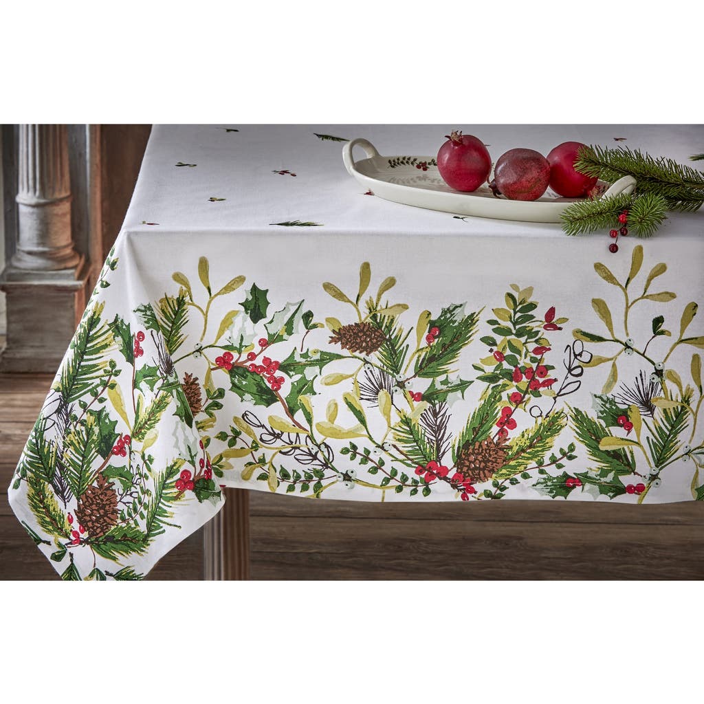 Tag Winter Sprig Cotton Tablecloth 84" X 60" In Multi