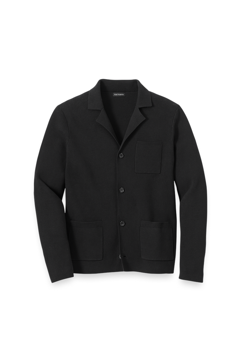 Cotton Notch Lapel Cardigan Sweater, Main, color, Black