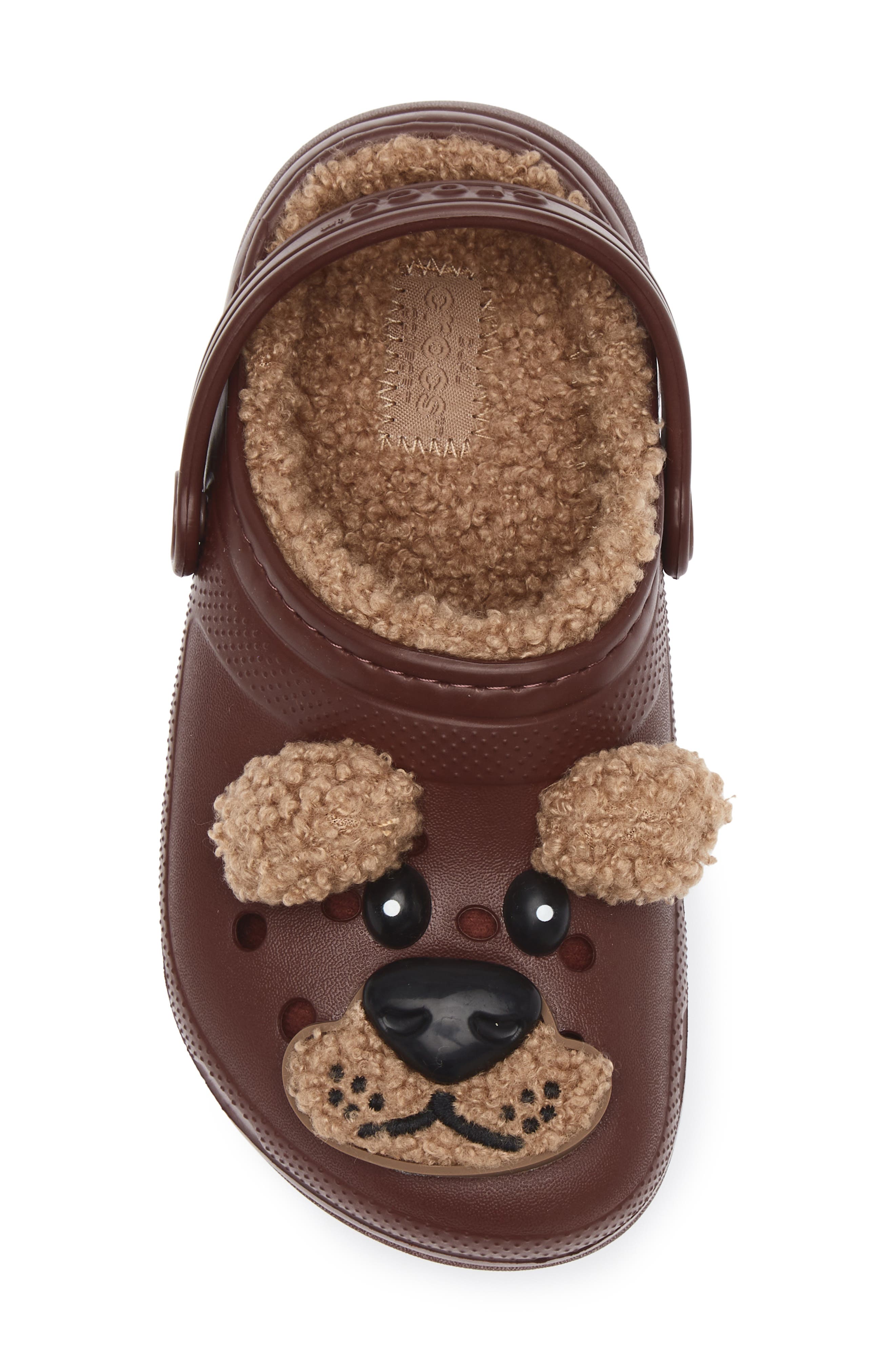 CROCS Faux Shearling Lined Bear Clog, Alternate, color, Dark Clay