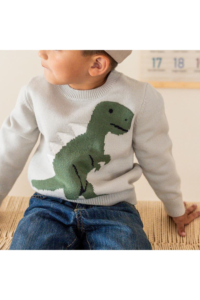 Dinosaur Sweater, Alternate, color, Light Grey