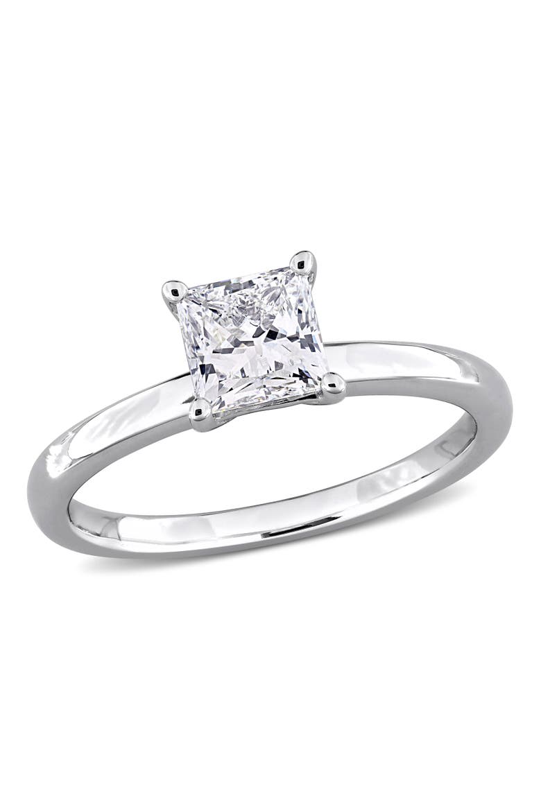Lab-Grown Diamond  Princess Solitaire Ring 10k, Main, color, White Gold