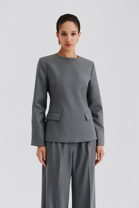 Athina Tailored Long Sleeve Blouse