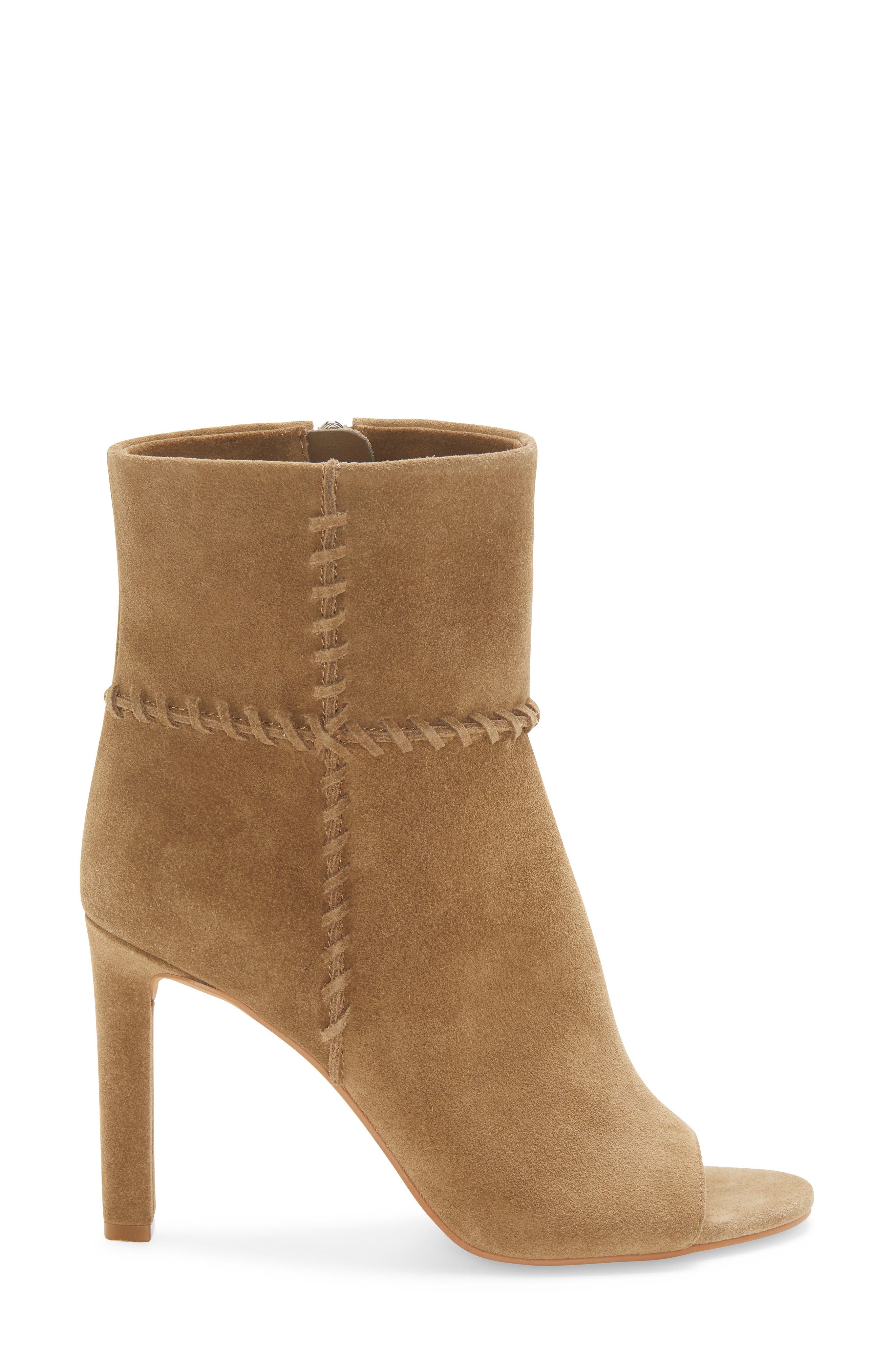 Sashane Open Toe Boot, Alternate, color, DARK OAK SUEDE