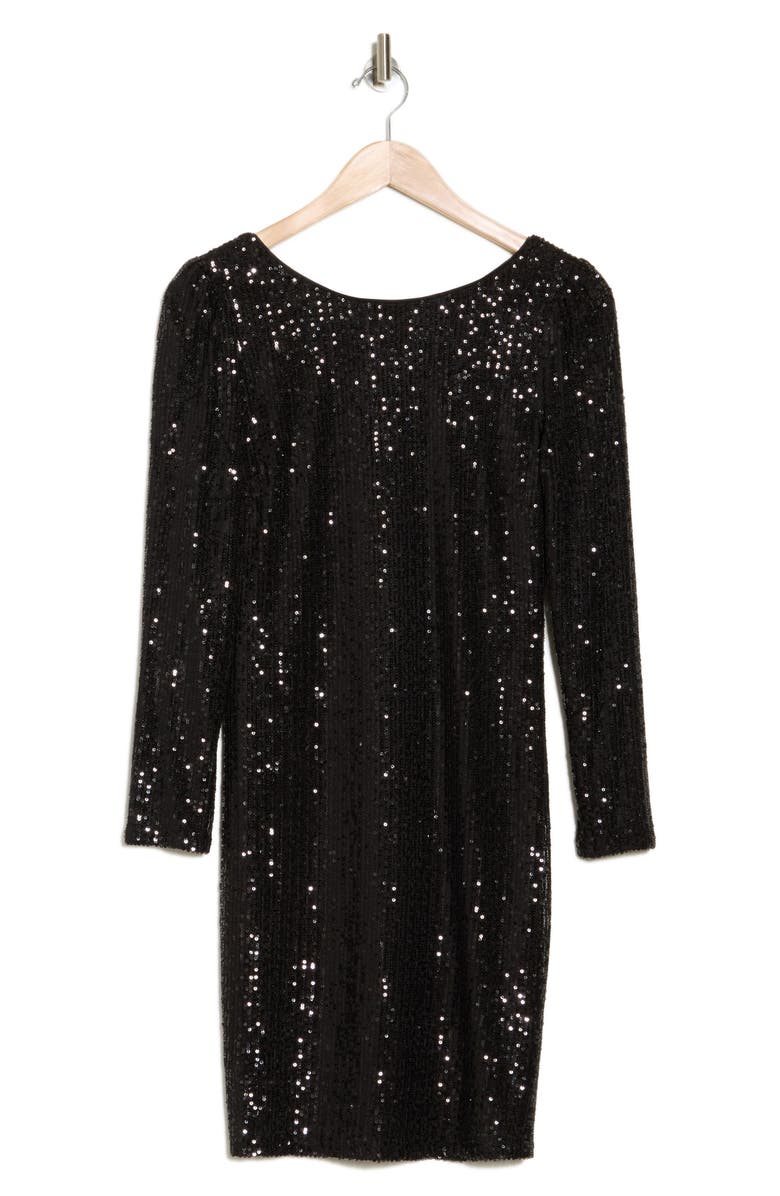 Nanette Lepore Long Sleeve Sequin Shift Dress, Alternate, color,