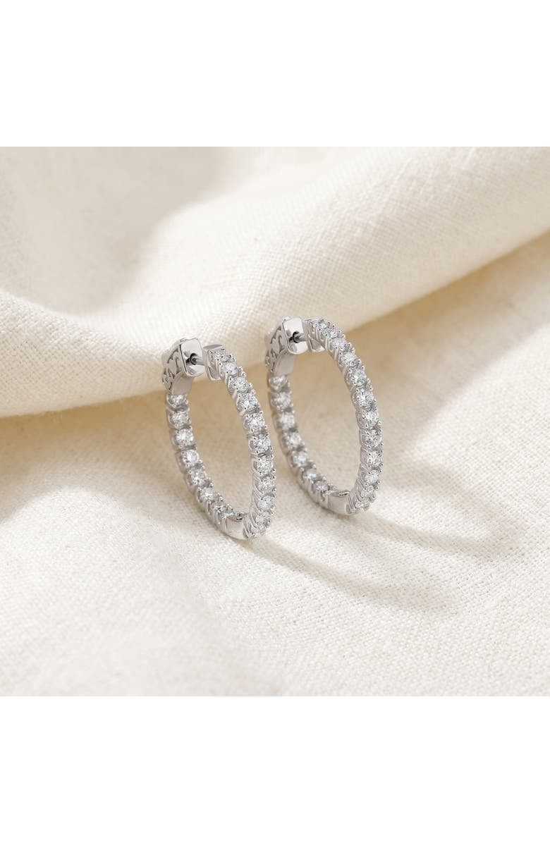 Bliss Diamond 1.75 ct Lab Grown Diamond Hoops Inside Outside 1 1/3" 14K Gold Vault Lock, Alternate, color, 14K White Gold