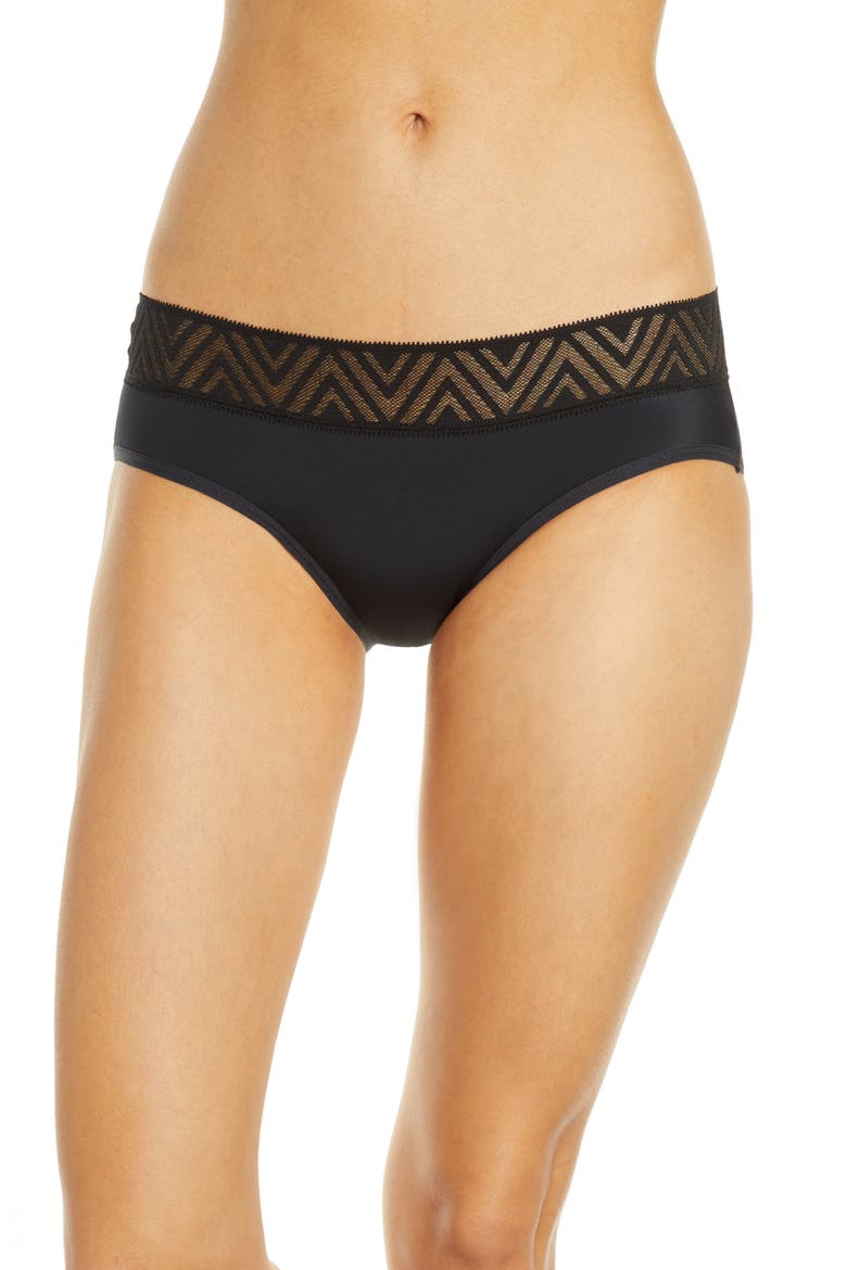 Hiphugger Period Moderate Absorbency Underwear, Main, color, BLACK