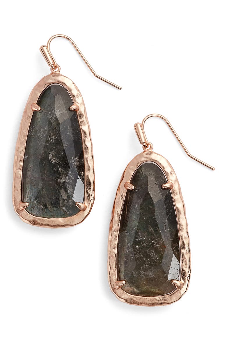 Lyn Drop Earrings, Main, color, CRYSTAL GREY/ ROSE GOLD