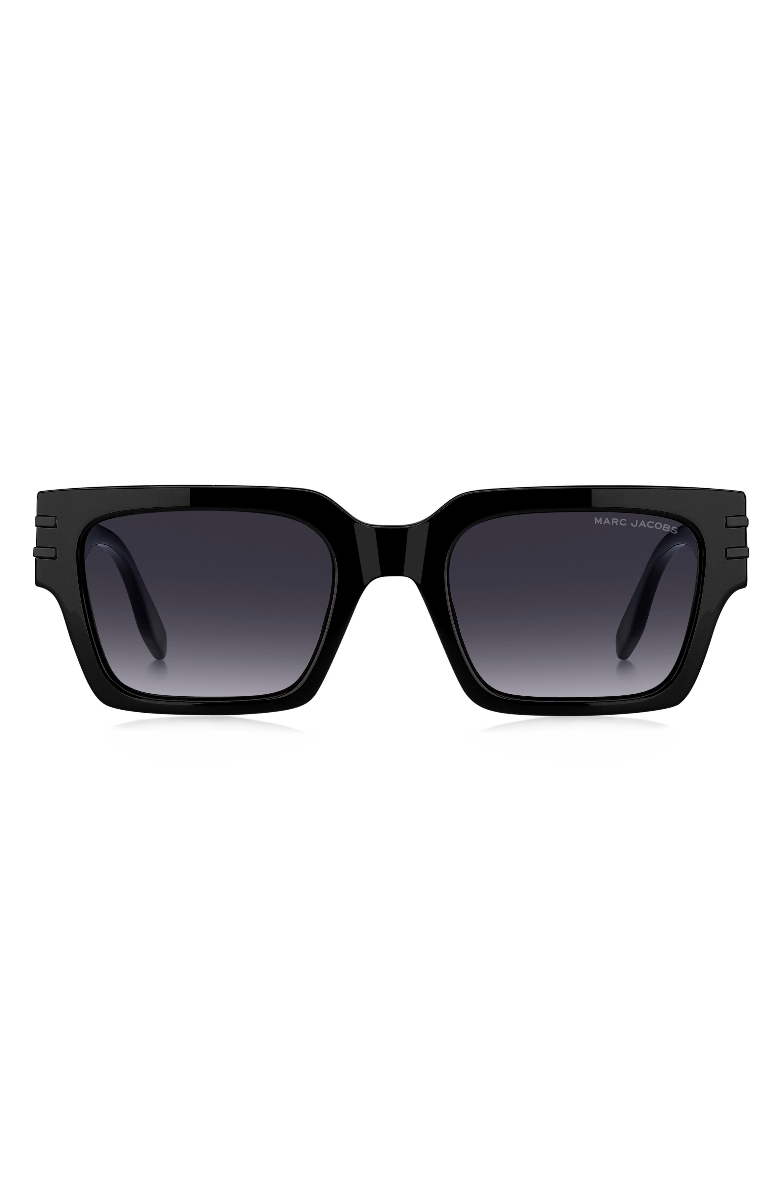 Marc Jacobs 52mm Gradient Rectangular Sunglasses in Black/Dark Grey 