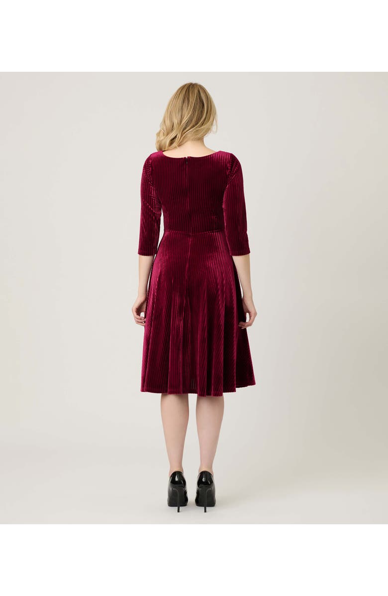 Unique Vintage Pleated Bust Swing Dress, Alternate, color, Merlot
