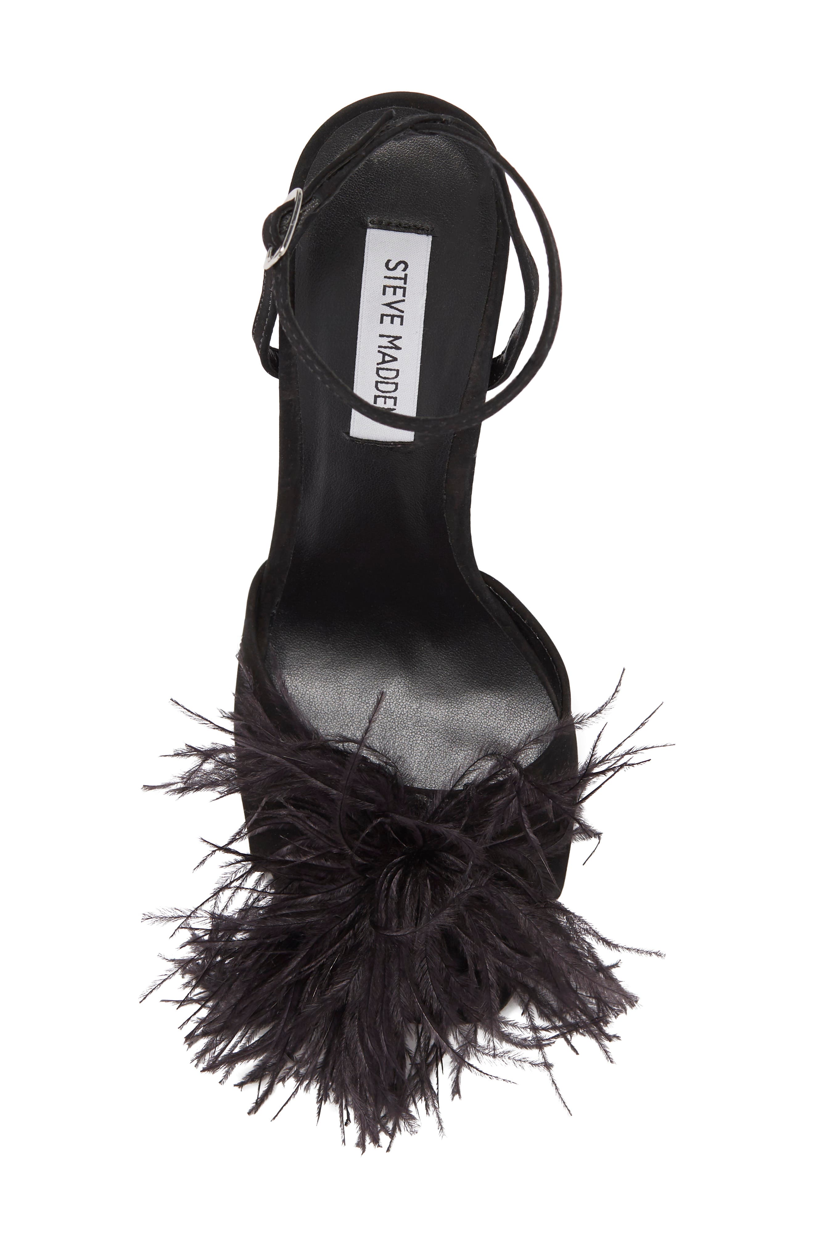 Steve Madden Crush Feather Stiletto Sandal, Alternate, color, 