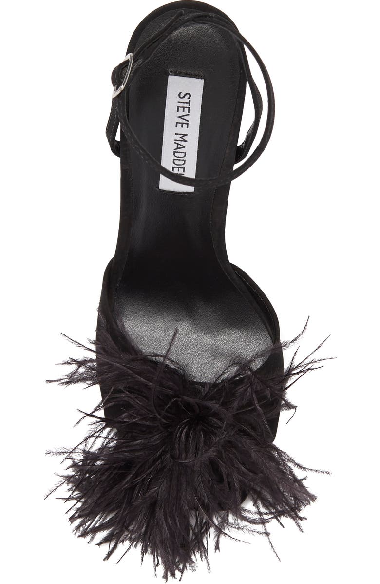 Steve Madden Crush Feather Stiletto Sandal, Alternate, color,