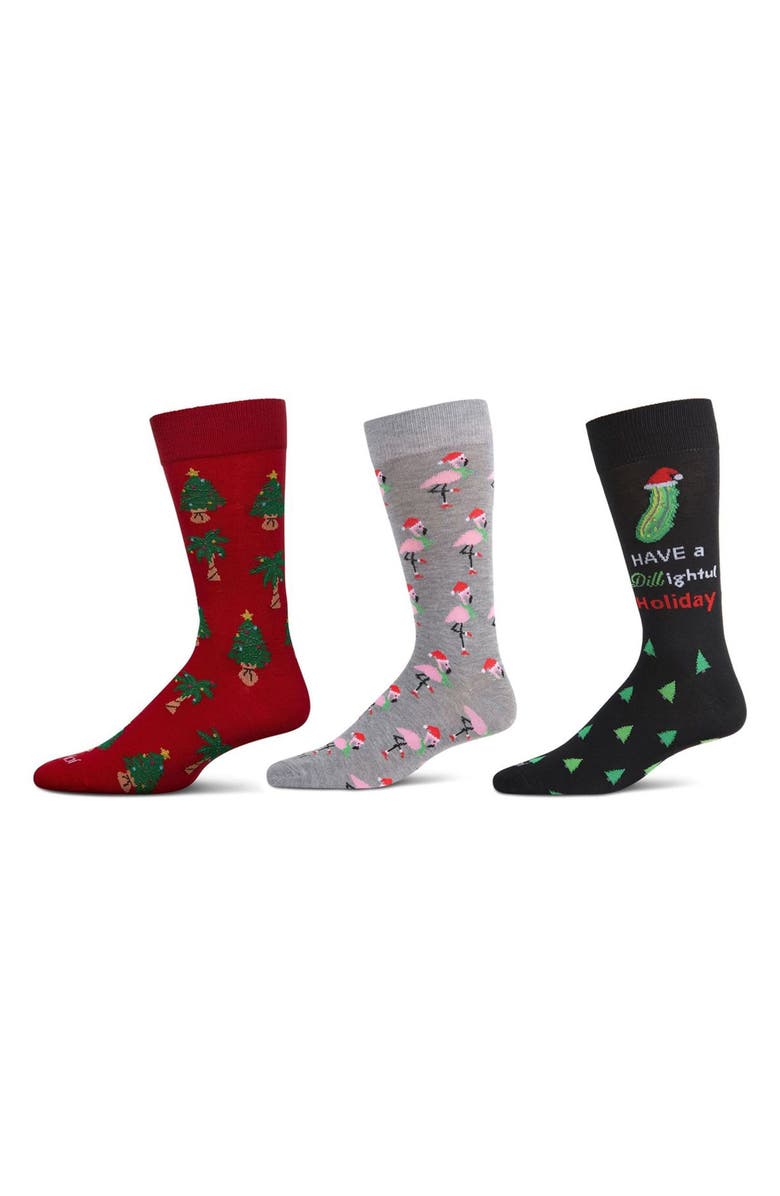 MeMoi Assorted 3-Pack Christmas Socks, Alternate, color, Black