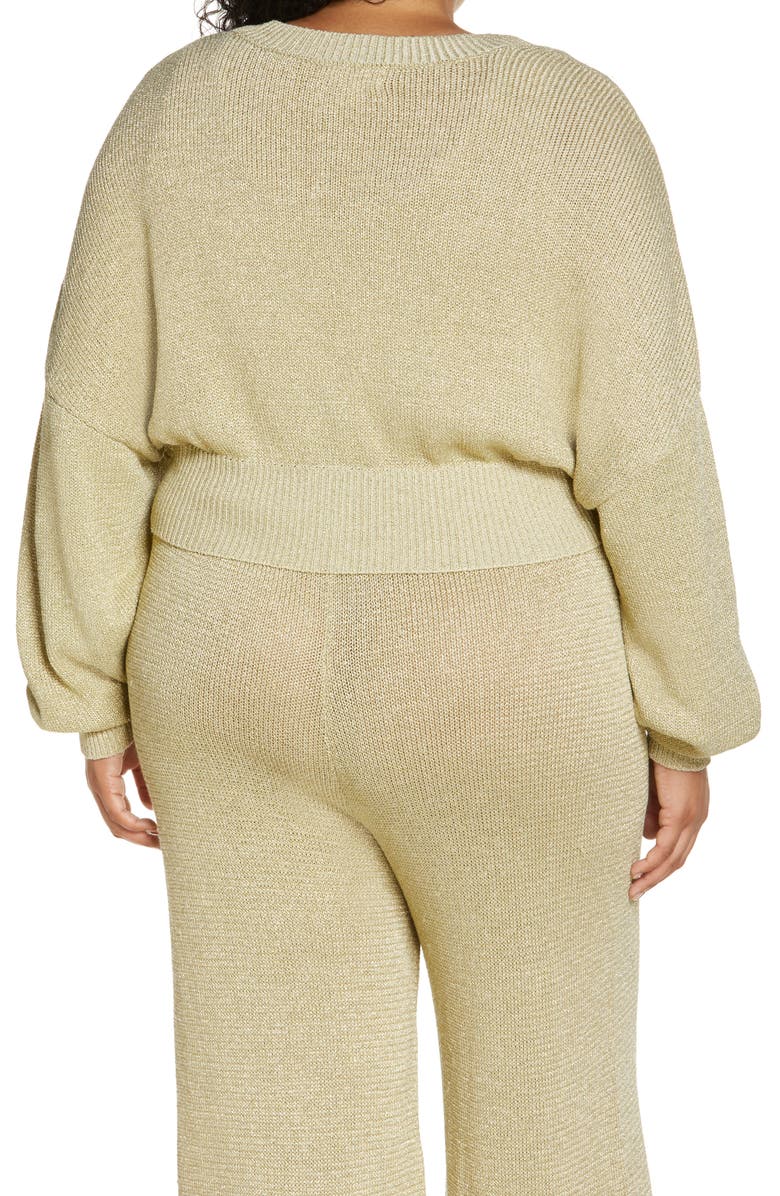 Open Edit Metallic Knit Twinset, Alternate, color,