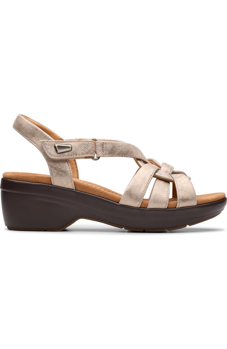 Clarks<sup>®</sup> Tuleah Cross Sandal, Alternate, color, Metallic Leather
