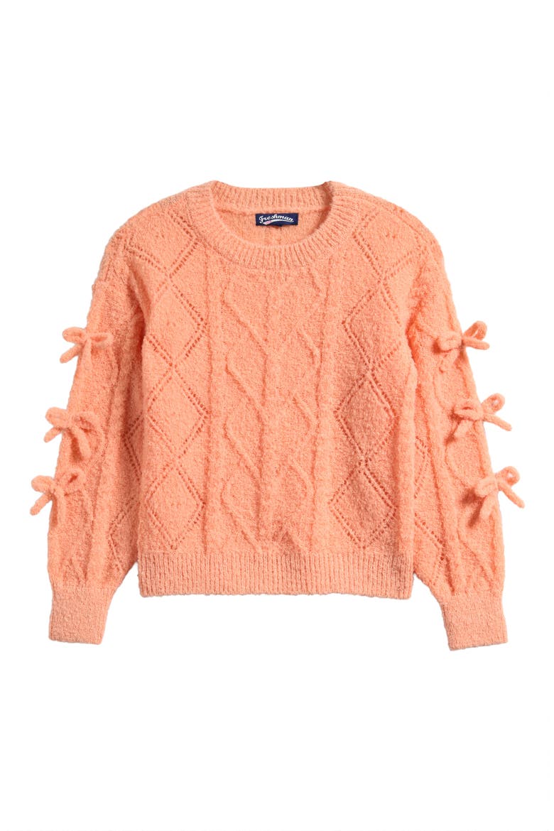 Kids' Bow Trim Sweater, Main, color, PEACH