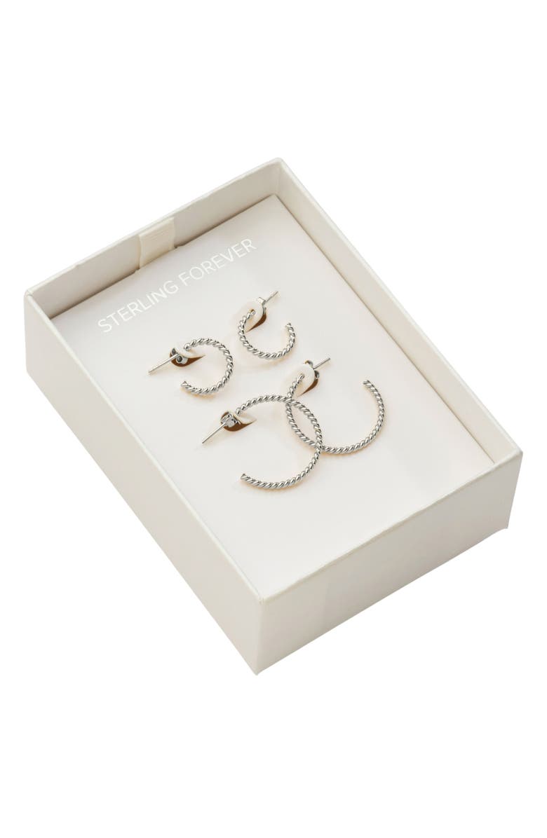 Sterling Forever Twisted Rope Hoop Earrings, Main, color, Silver