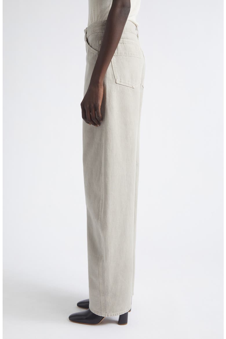 High Waist Cotton Twill Barrel Leg Pants, Alternate, color, MOONSTONE