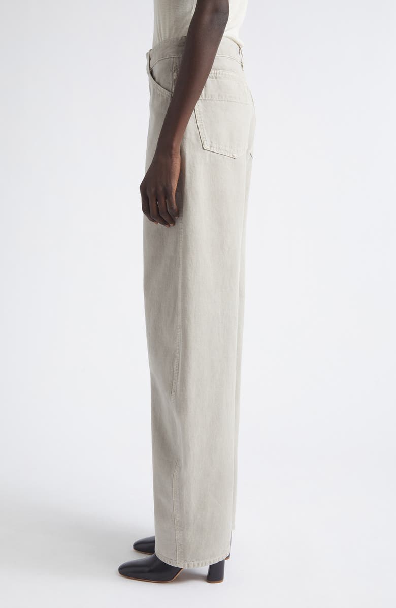 Lemaire High Waist Cotton Twill Barrel Leg Pants, Alternate, color, Moonstone
