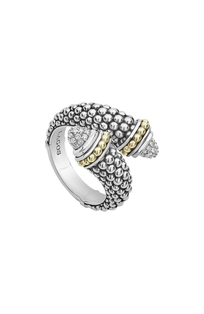 LAGOS Signature Caviar & Diamond Pavé Crossover Ring, Main, color, 