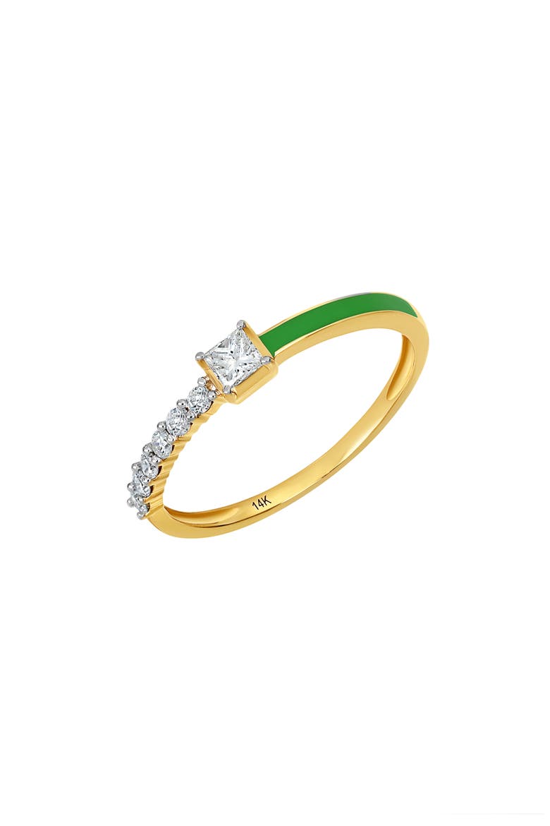 Diamond & Green Enamel Ring - 0.29ct. (Nordstrom Exclusive), Main, color, 14K YELLOW GOLD/ GREEN