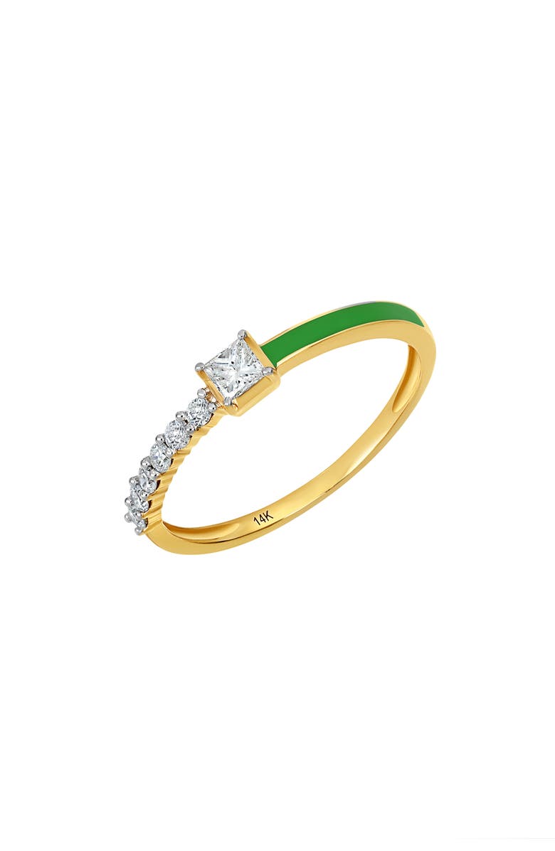 Carrière Jewelry Diamond & Green Enamel Ring - 0.29ct., Main, color, 14K Yellow Gold/ Green
