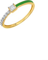 Carrière Jewelry Diamond & Green Enamel Ring - 0.29ct.
