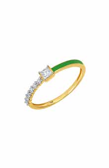Carrière Jewelry Diamond & Green Enamel Ring - 0.29ct.