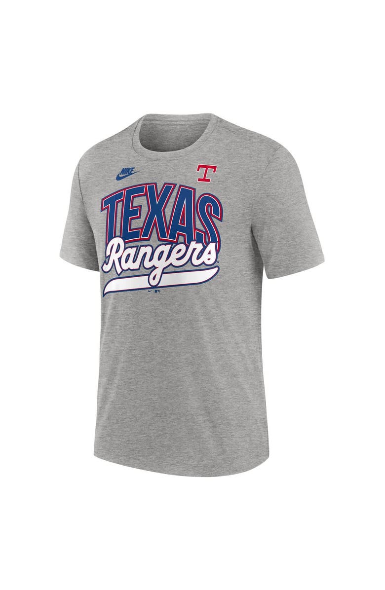 Nike Men's Nike Heather Gray Texas Rangers Cooperstown Collection Retro Tri-Blend T-Shirt, Alternate, color, Heather Gray