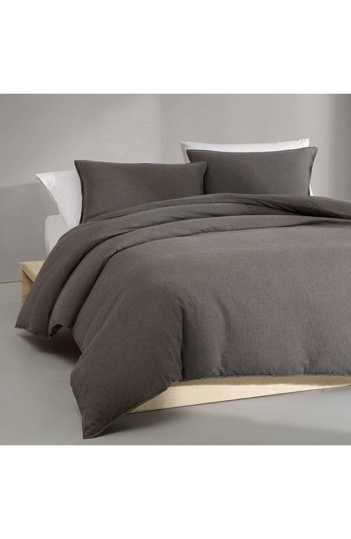 Calvin Klein Mélange Flannel Comforter & Sham Set In Chocolate