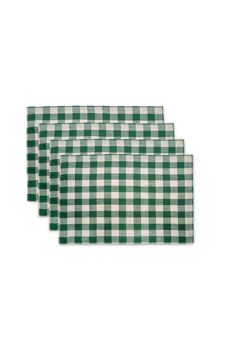 Solino Home Linen Placemats - Morgan Check, 14" x 19" Inch, Main, color, Green And Natural