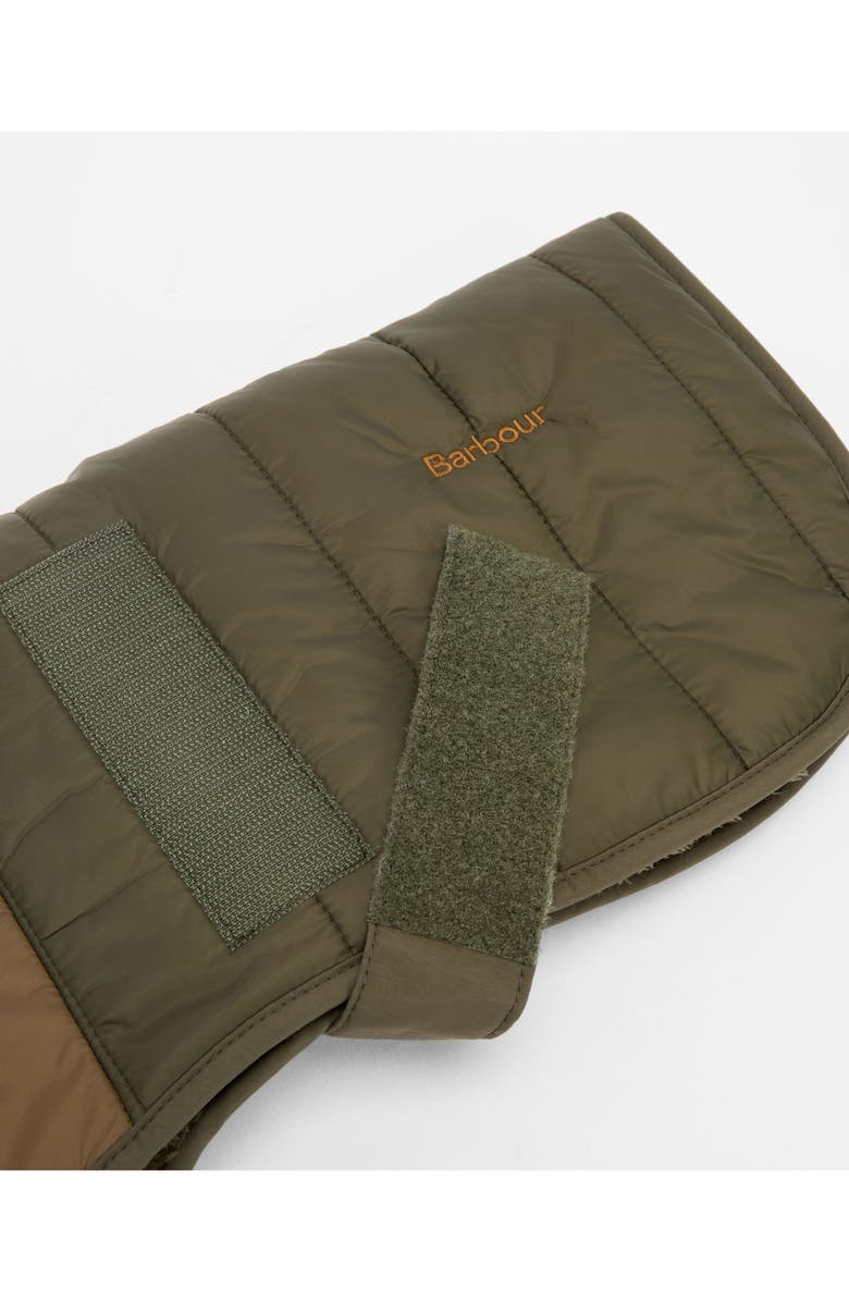 Barbour Brampton Quilted Colorblock Dog Coat, Alternate, color, Olive/ Khaki